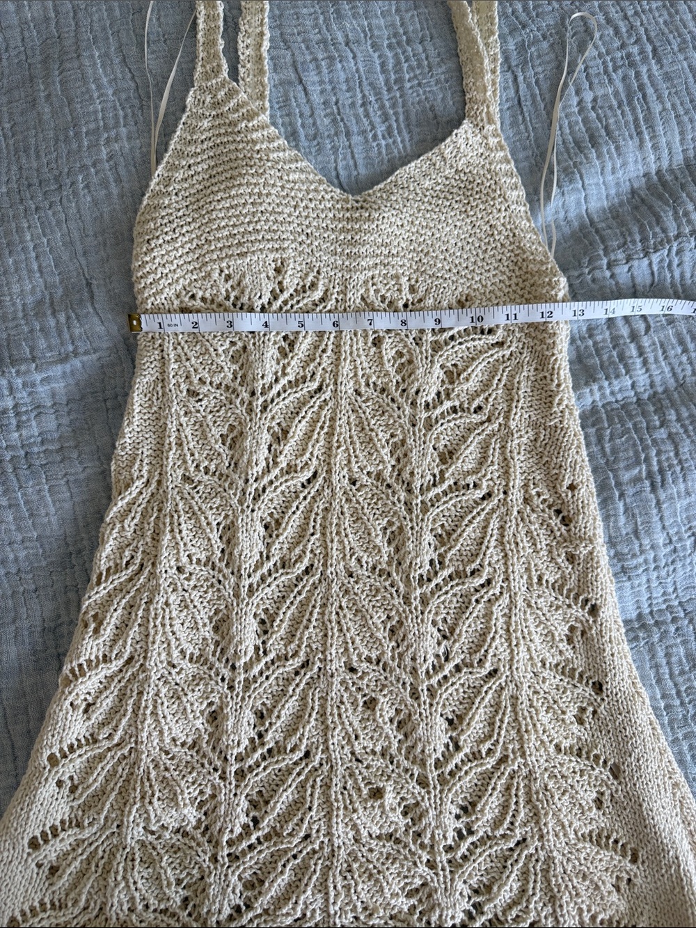 L*SPACE x HANNA MONTAZAMI Lisola Cover-Up Ivory Tapioca Size S Summer Crochet - Picture 9 of 10